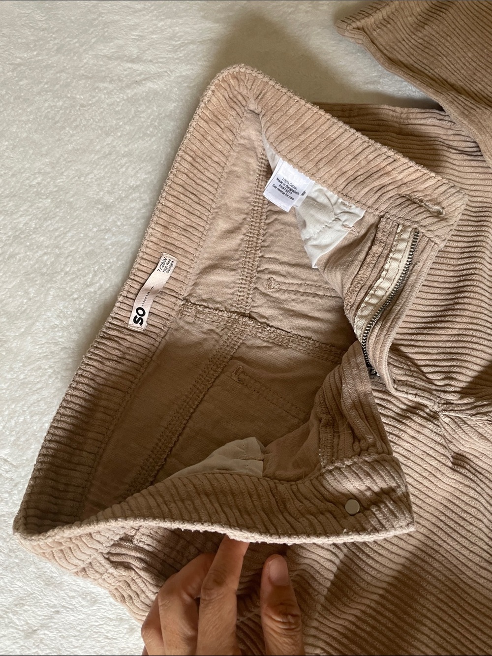 SO Goods for Life beige corduroy pants 7/28W high-rise, straight-leg - Picture 5 of 11